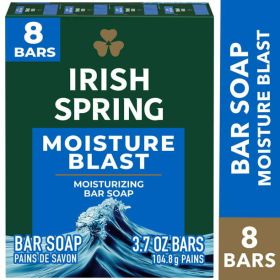 Irish Spring Moisture Blast Bar Soap for Men, Moisturizing Bar Soap, 8 Pack, 3.7 oz