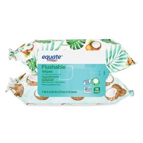 Equate Coconut Scented Flushable Wipe, 2 Flip-Top Packs (96 Total Wipes)