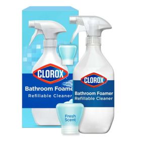 Clorox Bathroom Foamer Refillable Cleaner 1 Bottle and 1 Refill, Fresh Scent, 1.13 fl oz