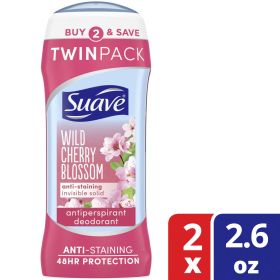 Suave Wild Cherry Blossom Antiperspirant Deodorant;  2.6 oz;  Twin Pack