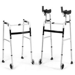 Folding Height Adjustable Walking Frame with Armrest Support