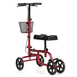 Foldable Knee Walker W/ Basket and Dual Brakes