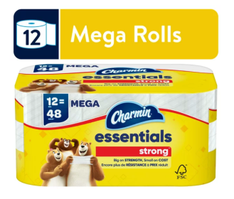 Charmin Essentials Strong Toilet Paper, 12 Mega Roll