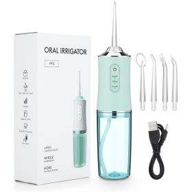 Oral Irrigator Portable Dental Water Flosser USB Rechargeable Water Jet Floss Tooth Pick 4 Jet Tip 220ml 3 Modes IPX7 1400rpm (Color: White)